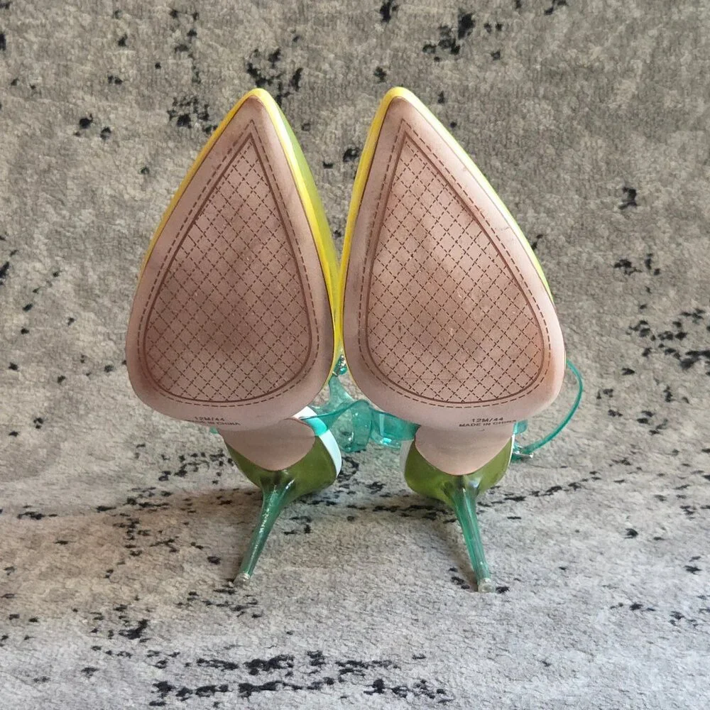 Jessica Simpson Pirrie Clear Yellow Ankle Strap Slingback Pumps Stilettos 12 - Picture 7 of 7